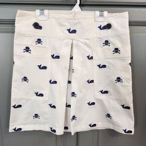 Libertine For Target Off White Skirt with Navy Whale & Skull Embroidery